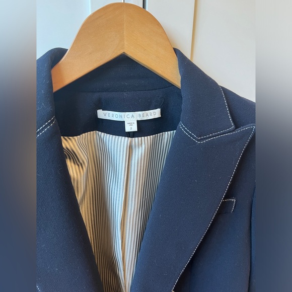 Veronica Beard Navy Dickey jacket with contrast stitching - Picture 8 of 9